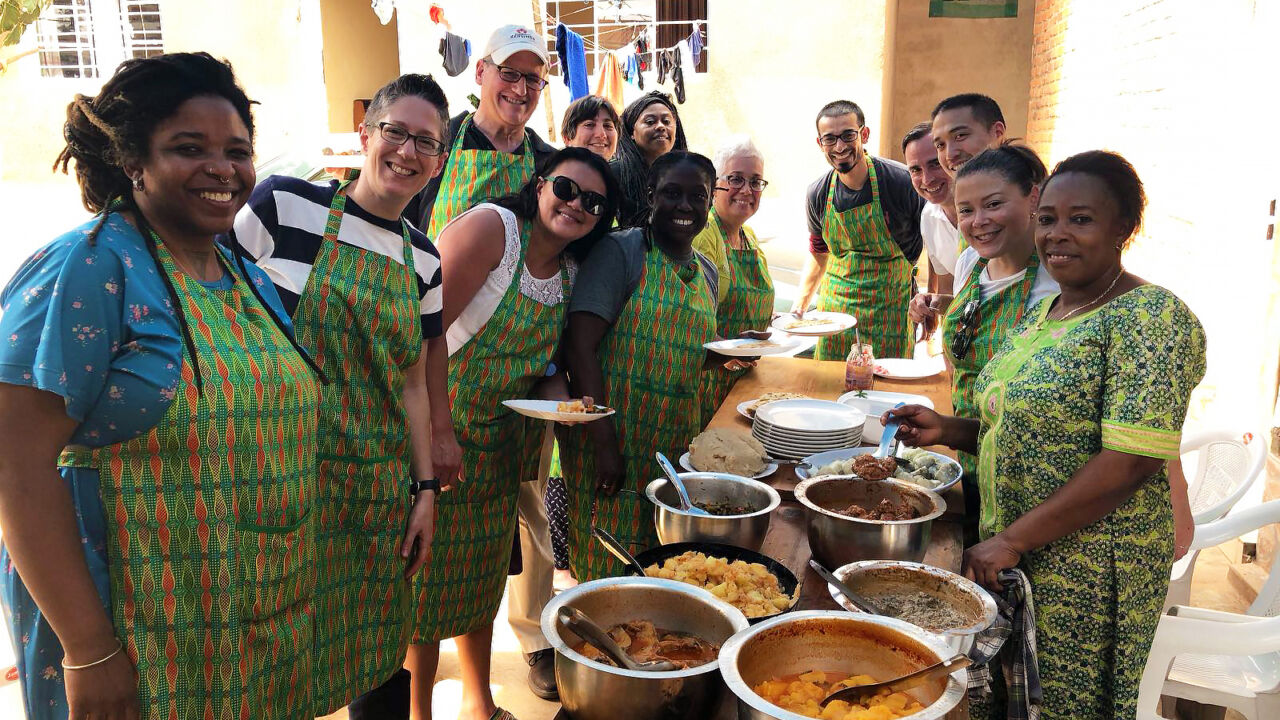 Barr Fellows in a cooking class