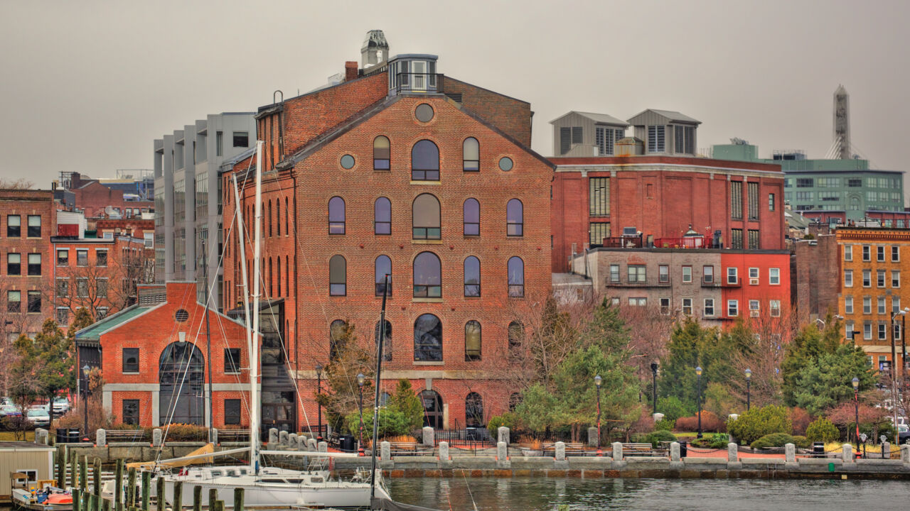 A view of Boston's historic Pilot House from the harbor