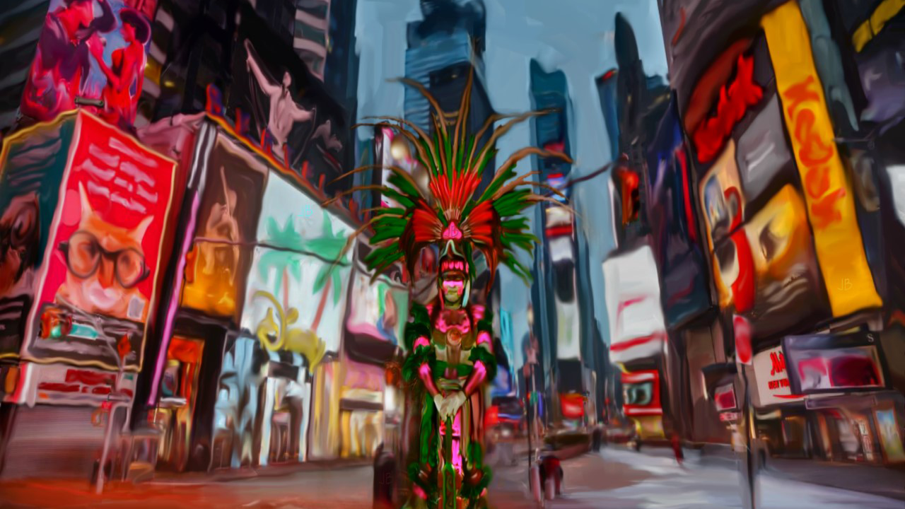 Justin makes visual art in Western Massachusetts based on
his worldview as a person of Anishaabe (Ojibwe) and African American heritage.