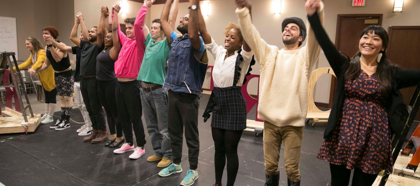Actors take a bow in dress rehearsal.