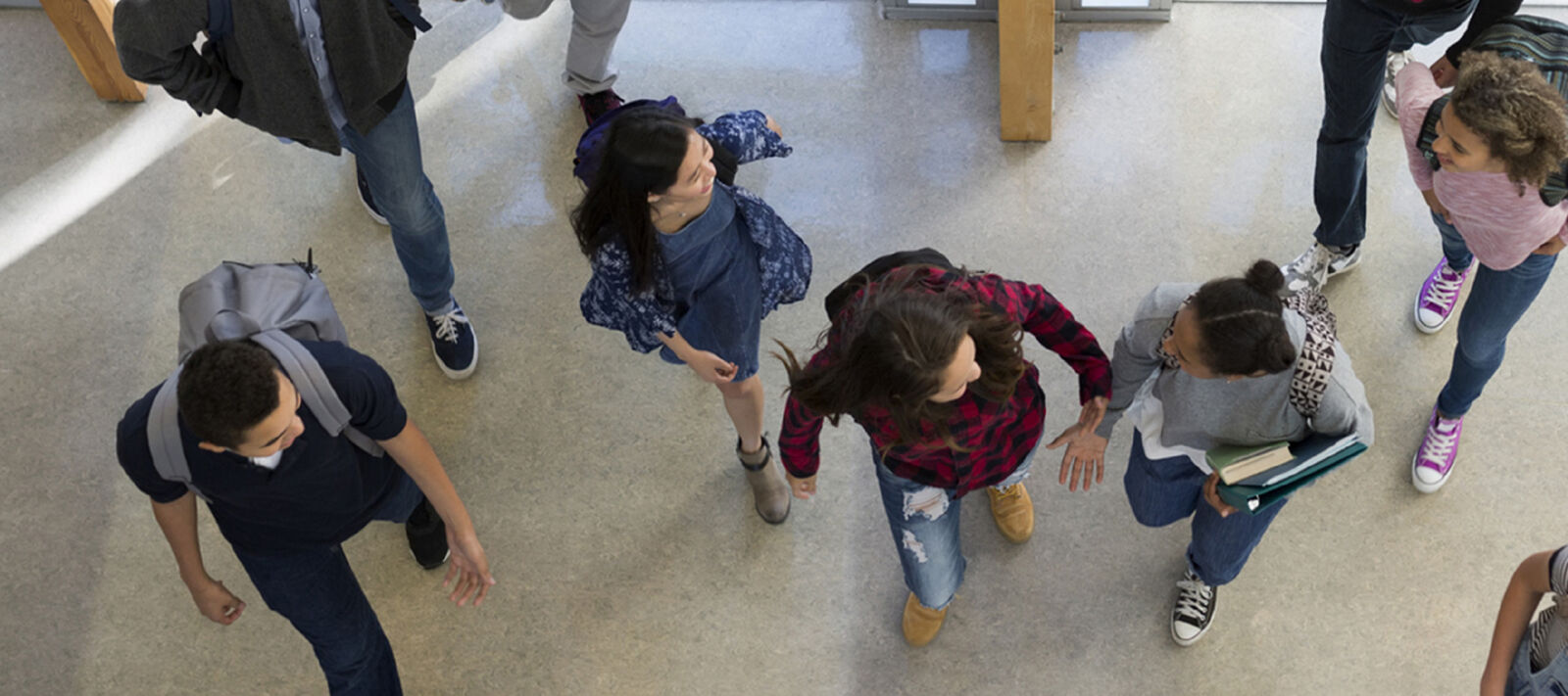 Students walking into a high school