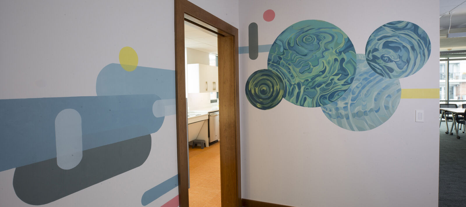 A photo of North End conference room mural.