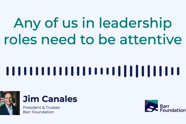 Graphic with Jim Canales' headshot, Barr's logo and the words "Any of us in leadership roles need to be attentive"