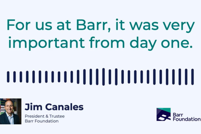 Graphic showing a headshot of Jim Canales, Barr's logo, and the words "For us at Barr, it was very important from day one"